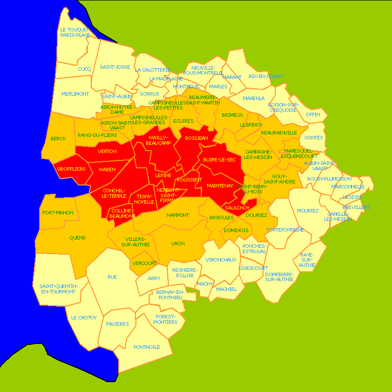 Les villages sous forme de carte